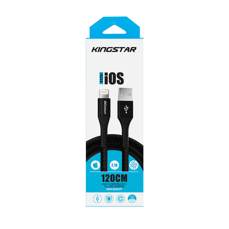 کابل تبدیل USB به لایتنینگ کینگ استار مدل K125i طول 1.2 متر